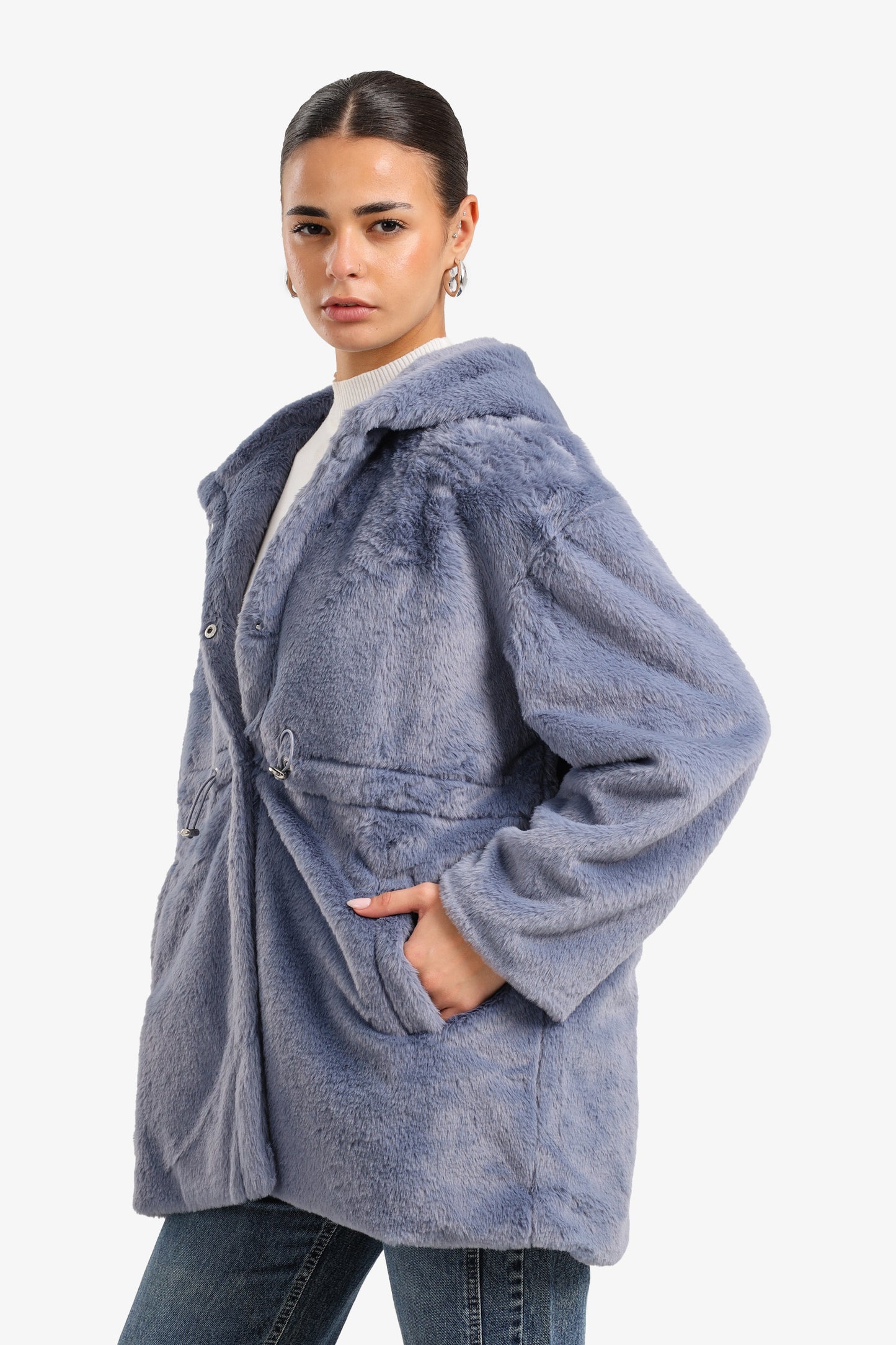 Hooded Faux Fur Coat