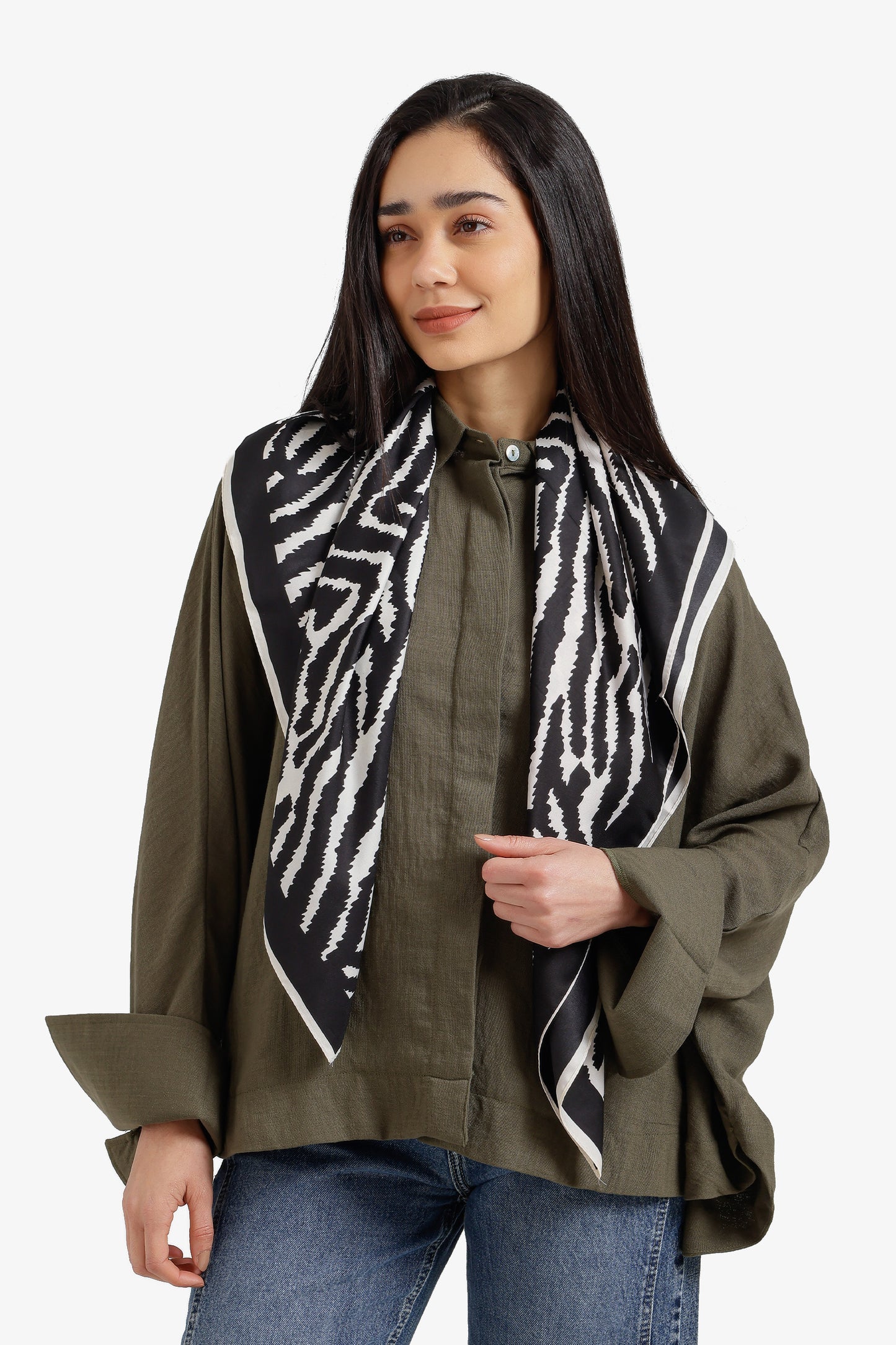 Zebra-Print Satin Scarf