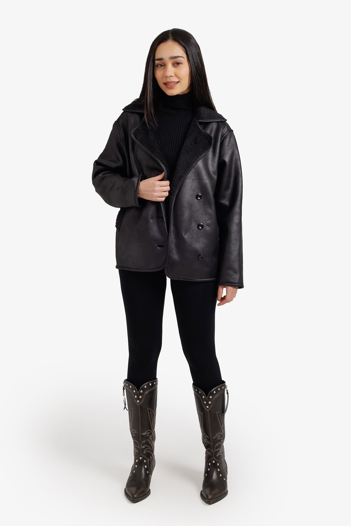 Fur-Padded Leather Jacket