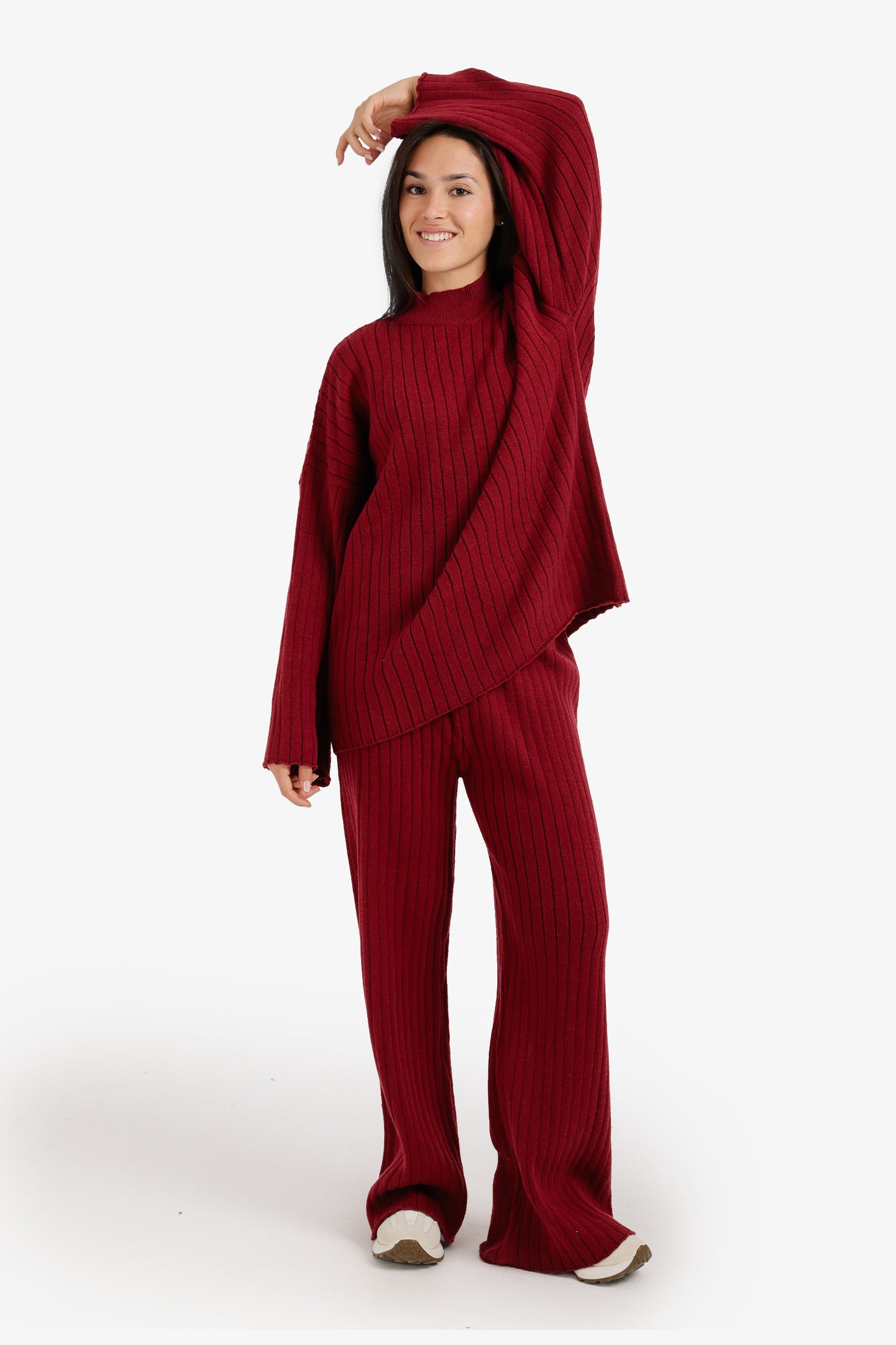 Mock Neck Ribbed Pullover