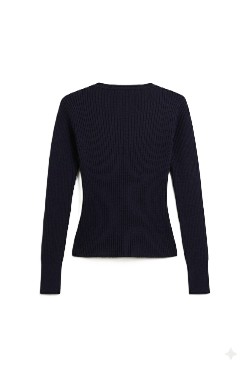 V-Neck Ribbed Pullover