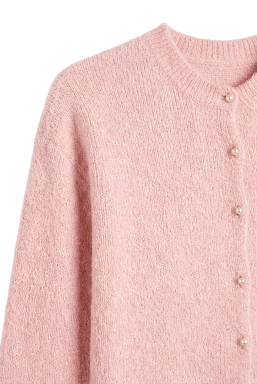 Crew-Neck Buttoned Cardigan