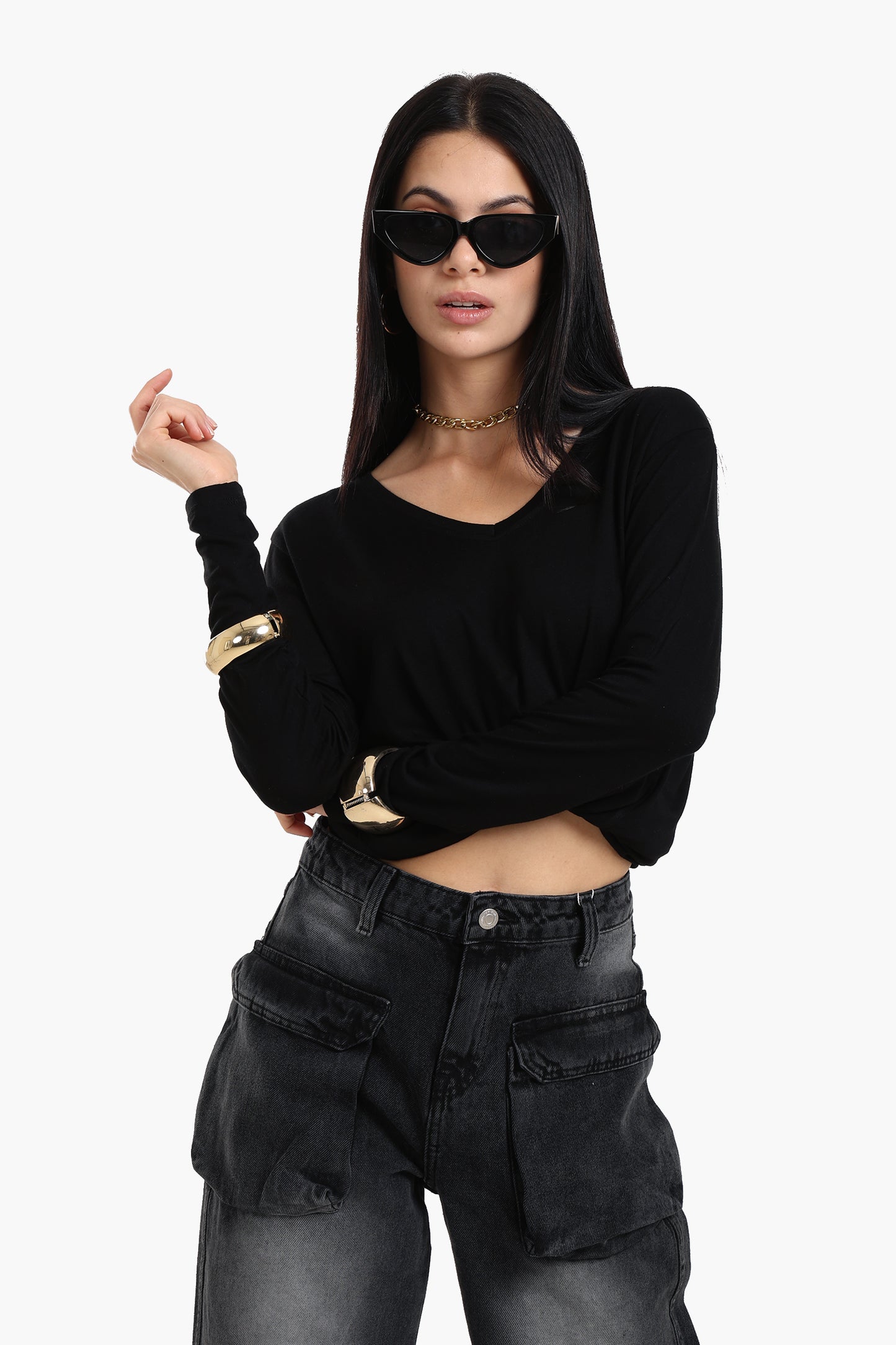 بلوزة فيسكوز بأكمام طويلة