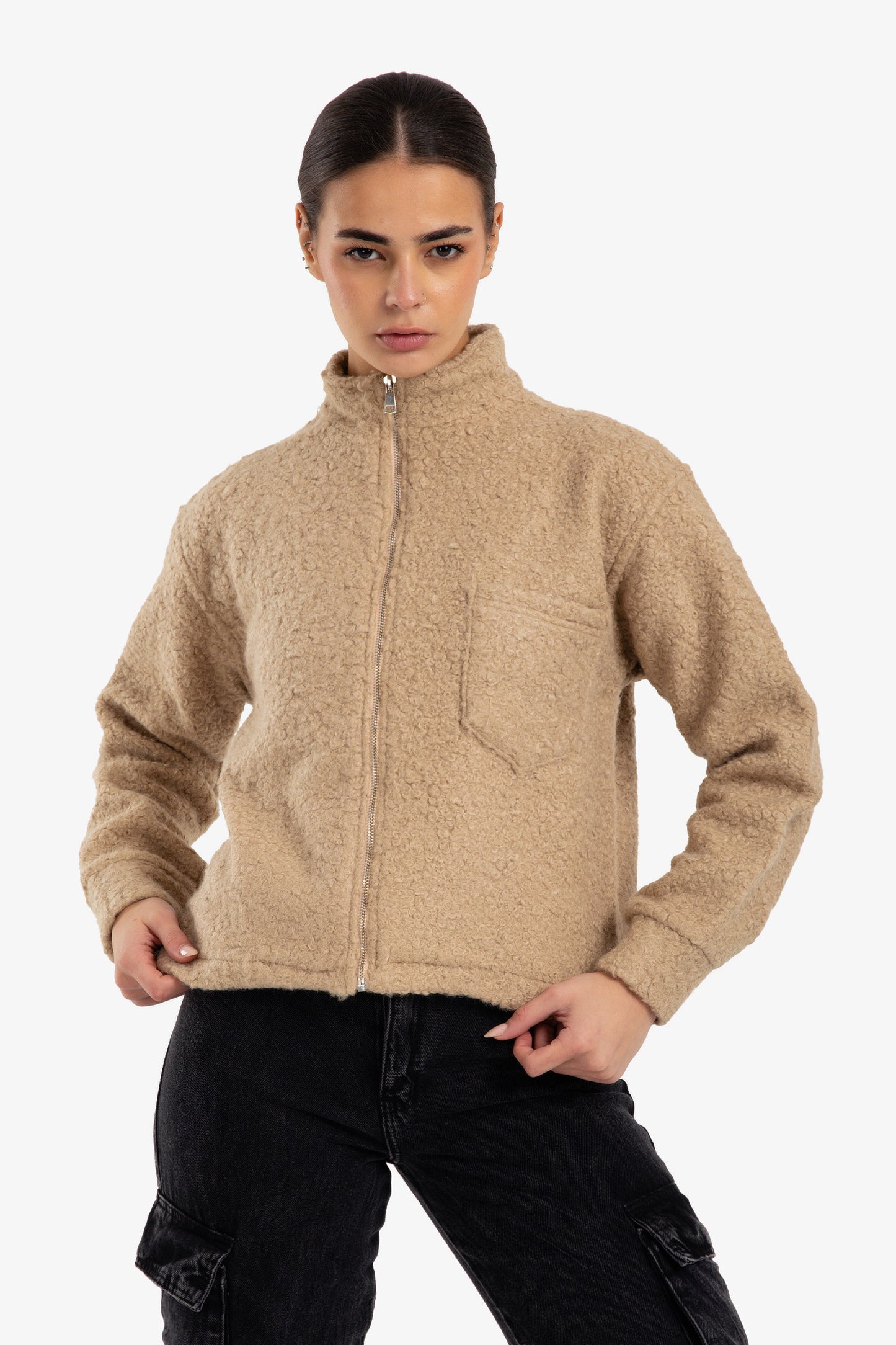 Stand Collar Wool Jacket