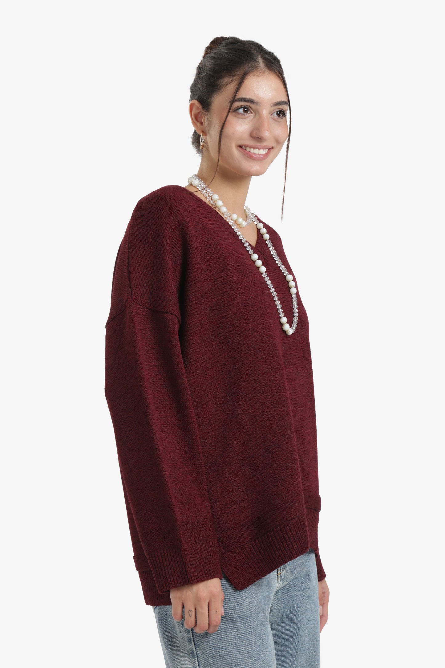 Ribbed V-Neck Pullover