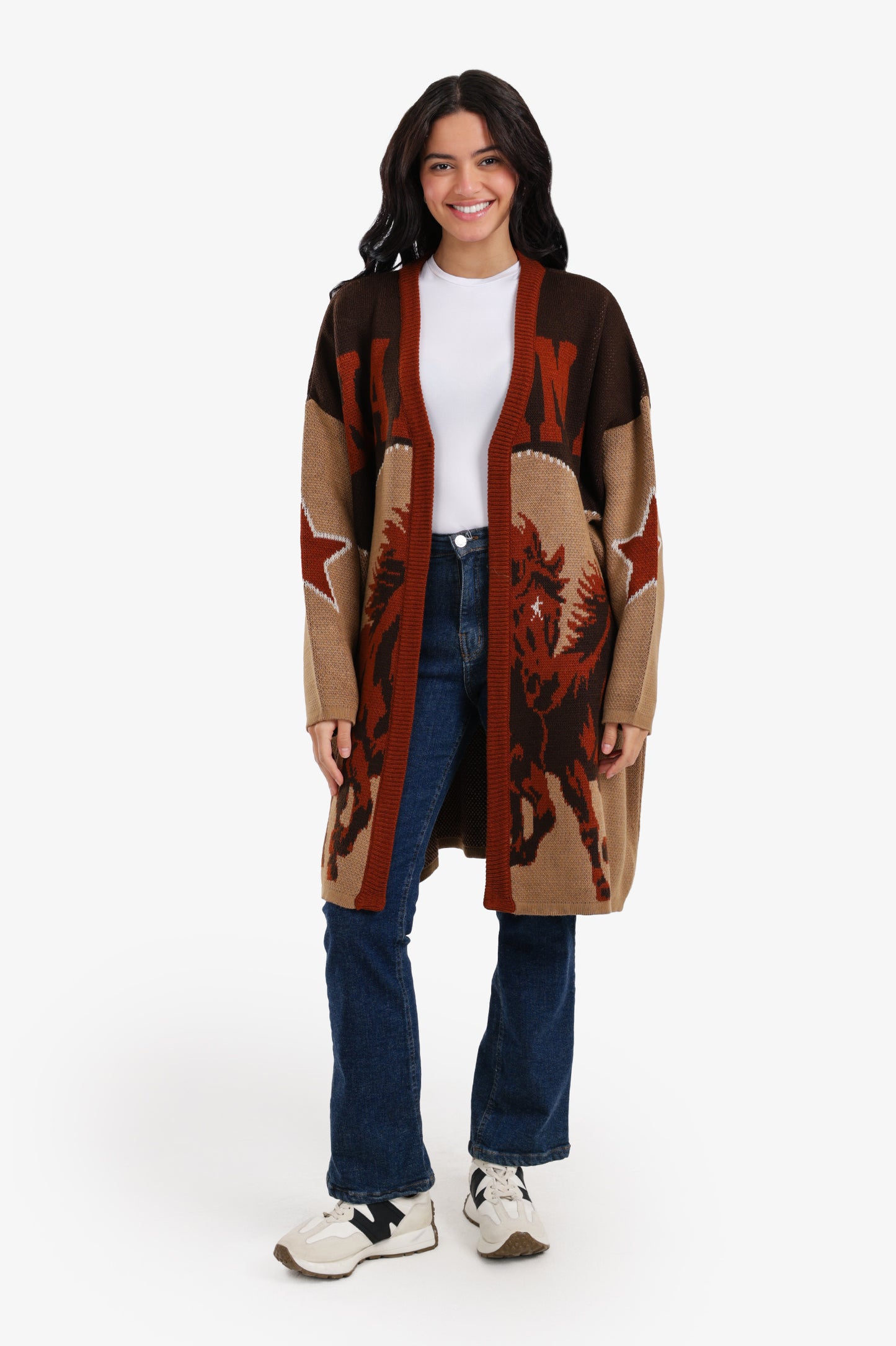 Western-Themed Open Cardigan