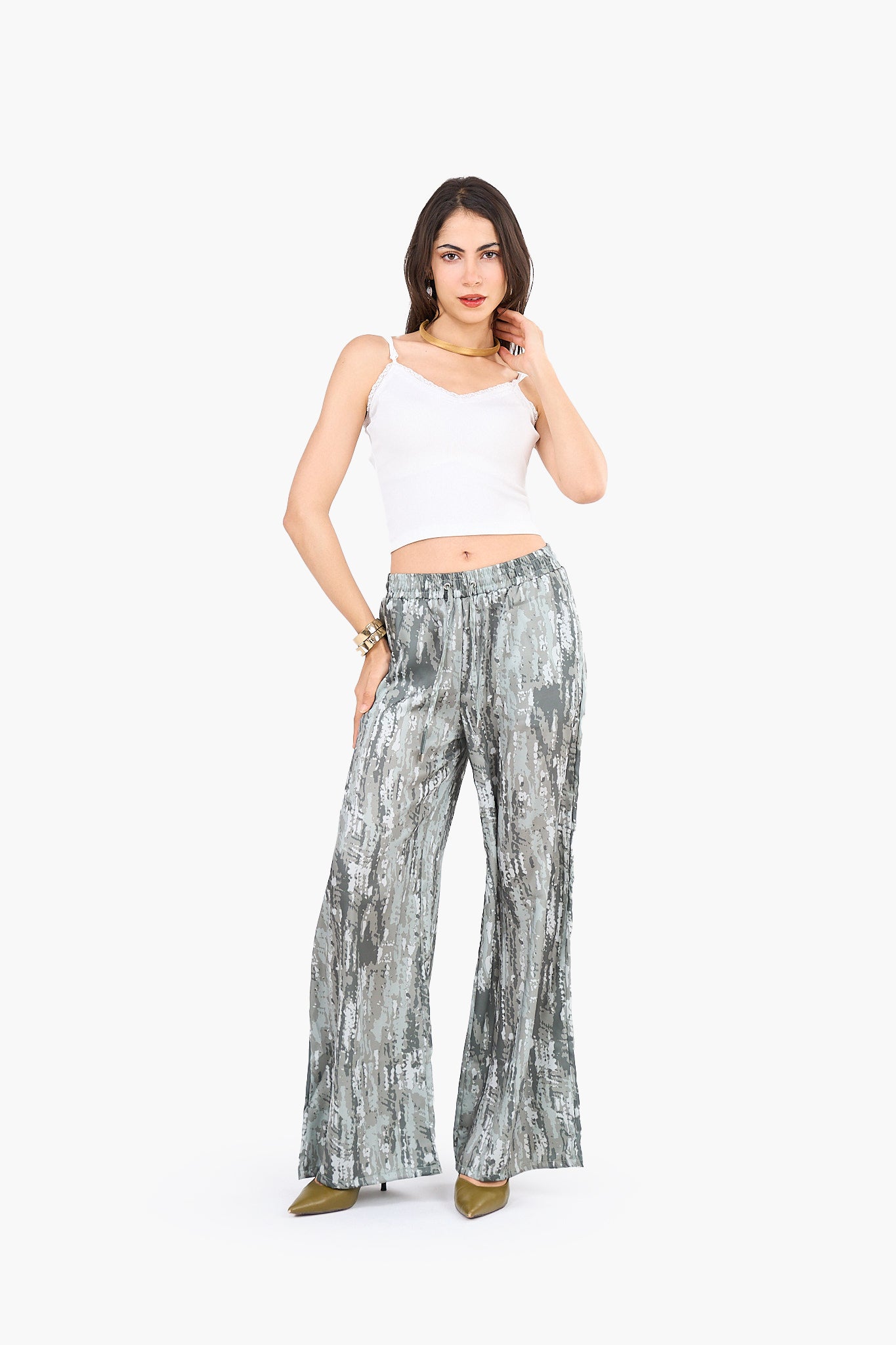 Printed Wide-Leg Pants