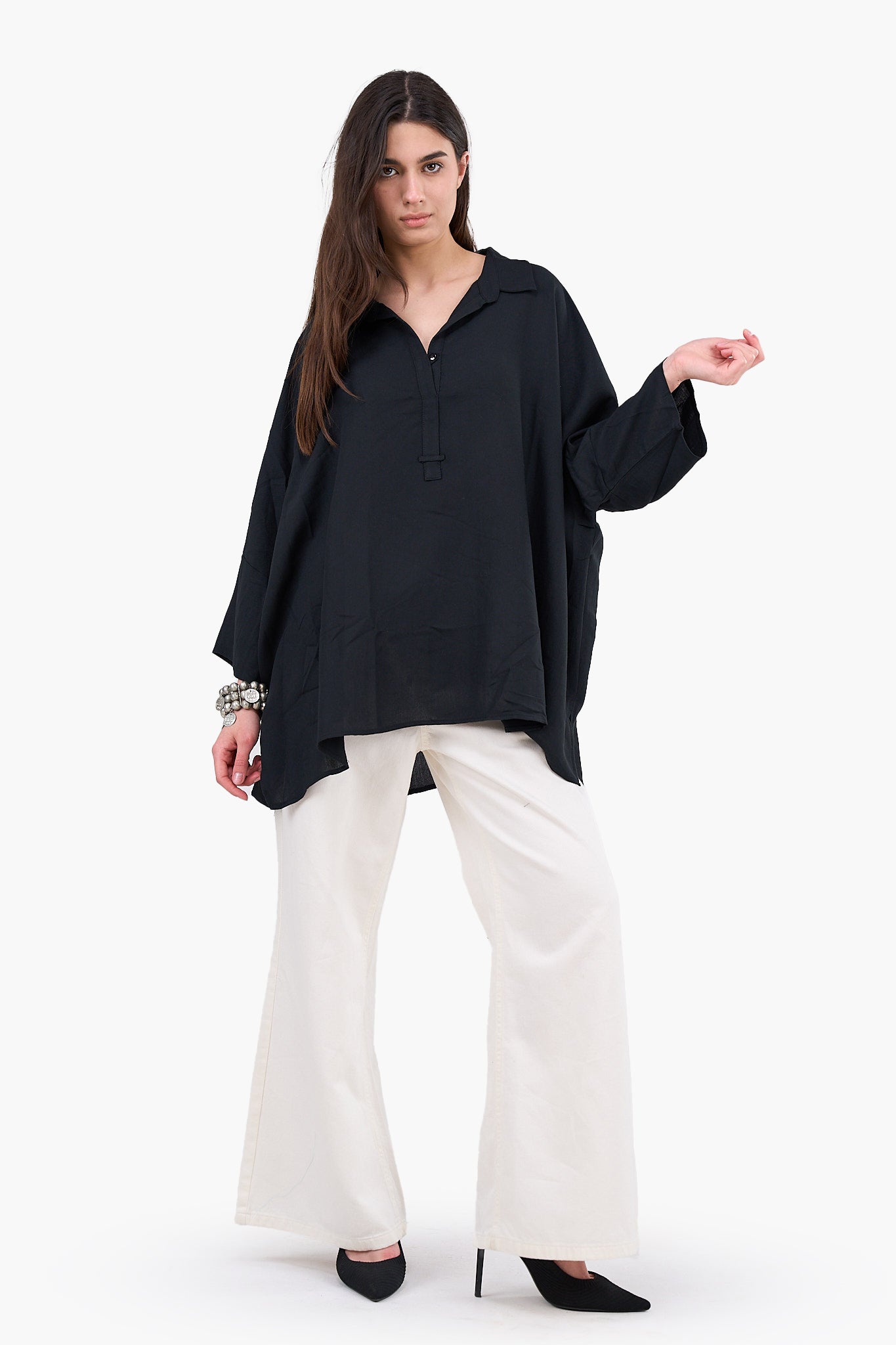 Half Placket Oversized Shirt