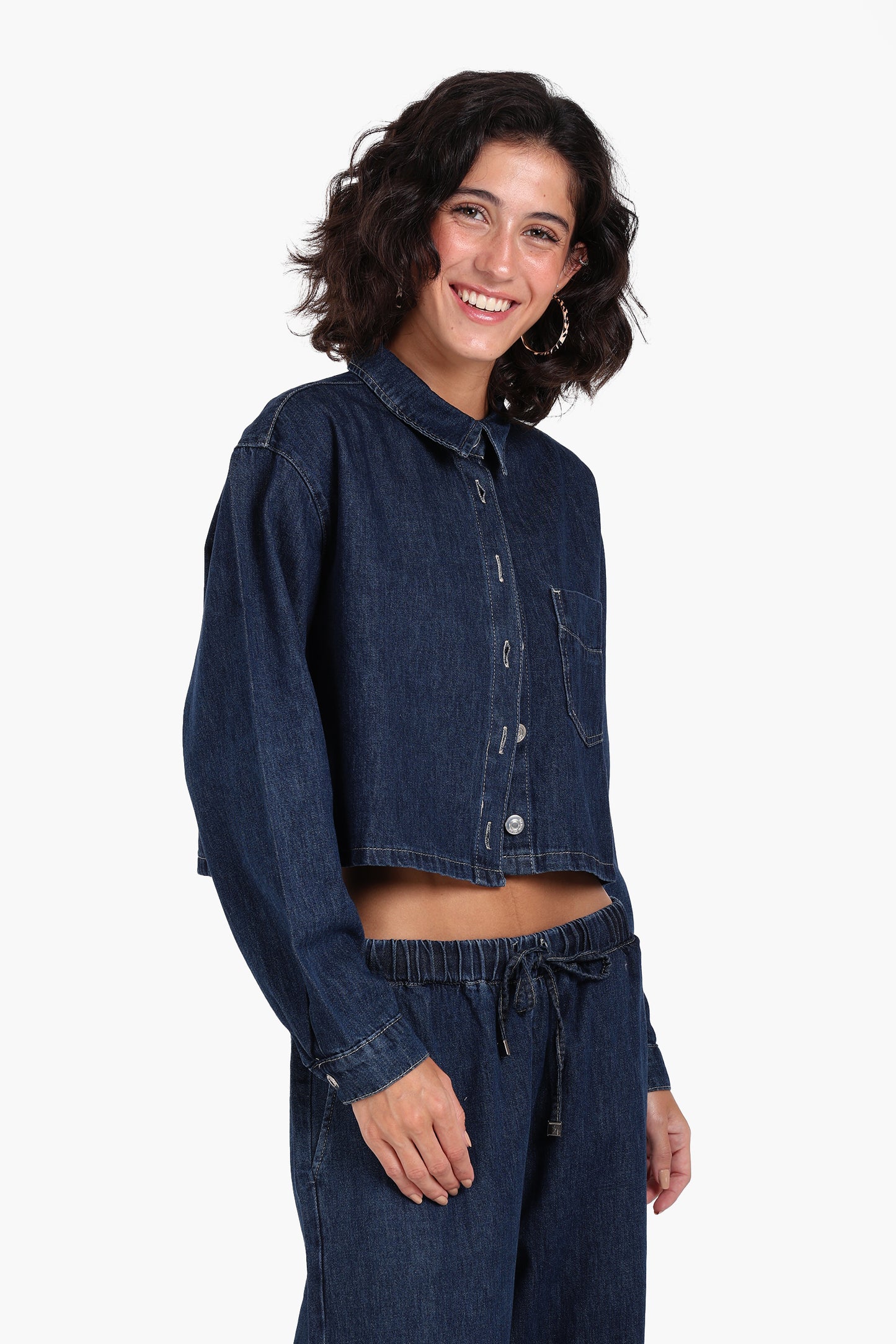 Cropped Denim Shirt