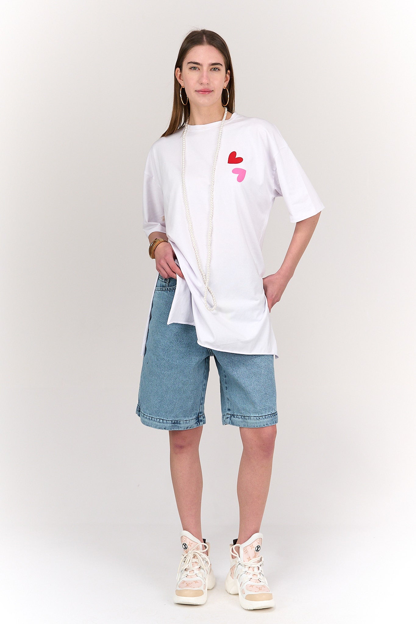 تيشيرت مطبوع بأكمام للكوع