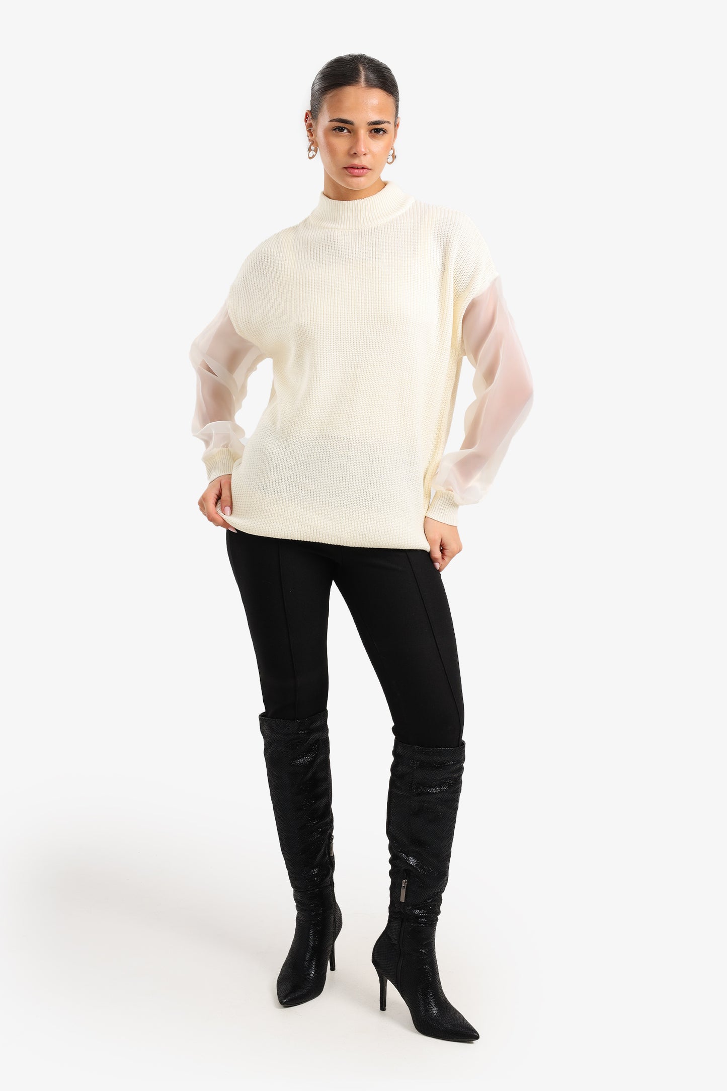 Sheer Sleeve Pullover
