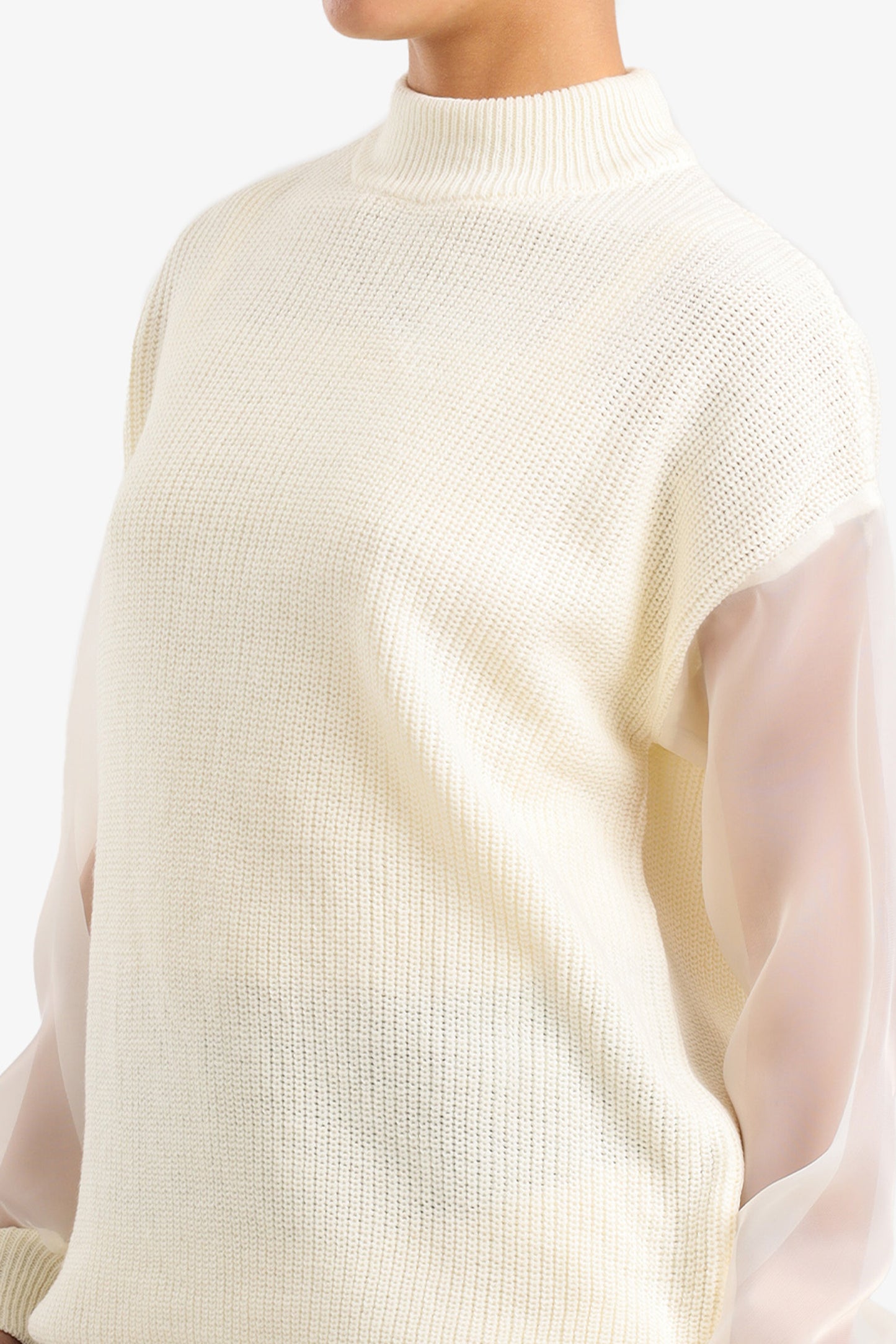 Sheer Sleeve Pullover