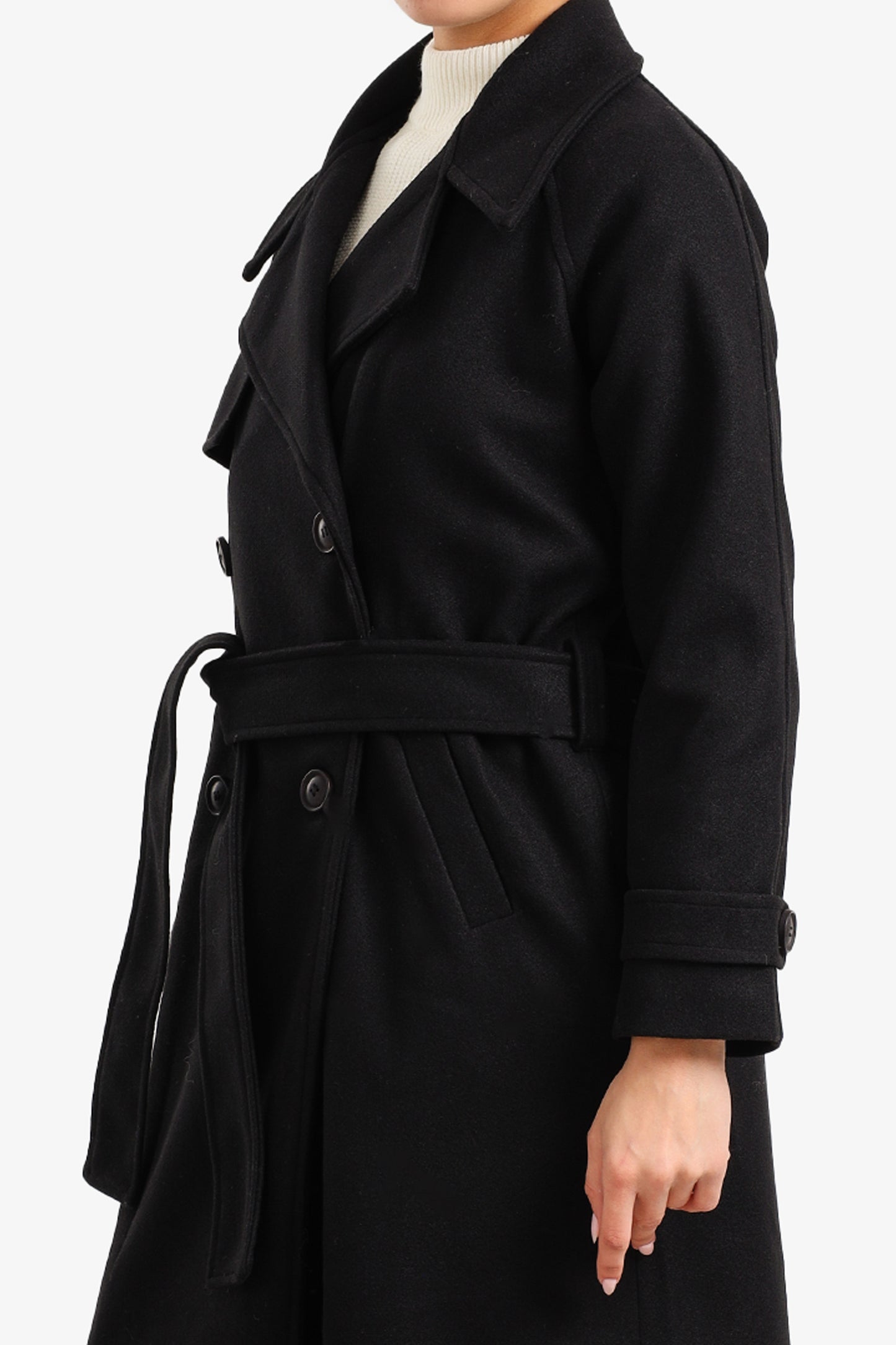 بالطو صوف مزدوج الأزرار