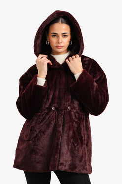 Hooded Faux Fur Coat