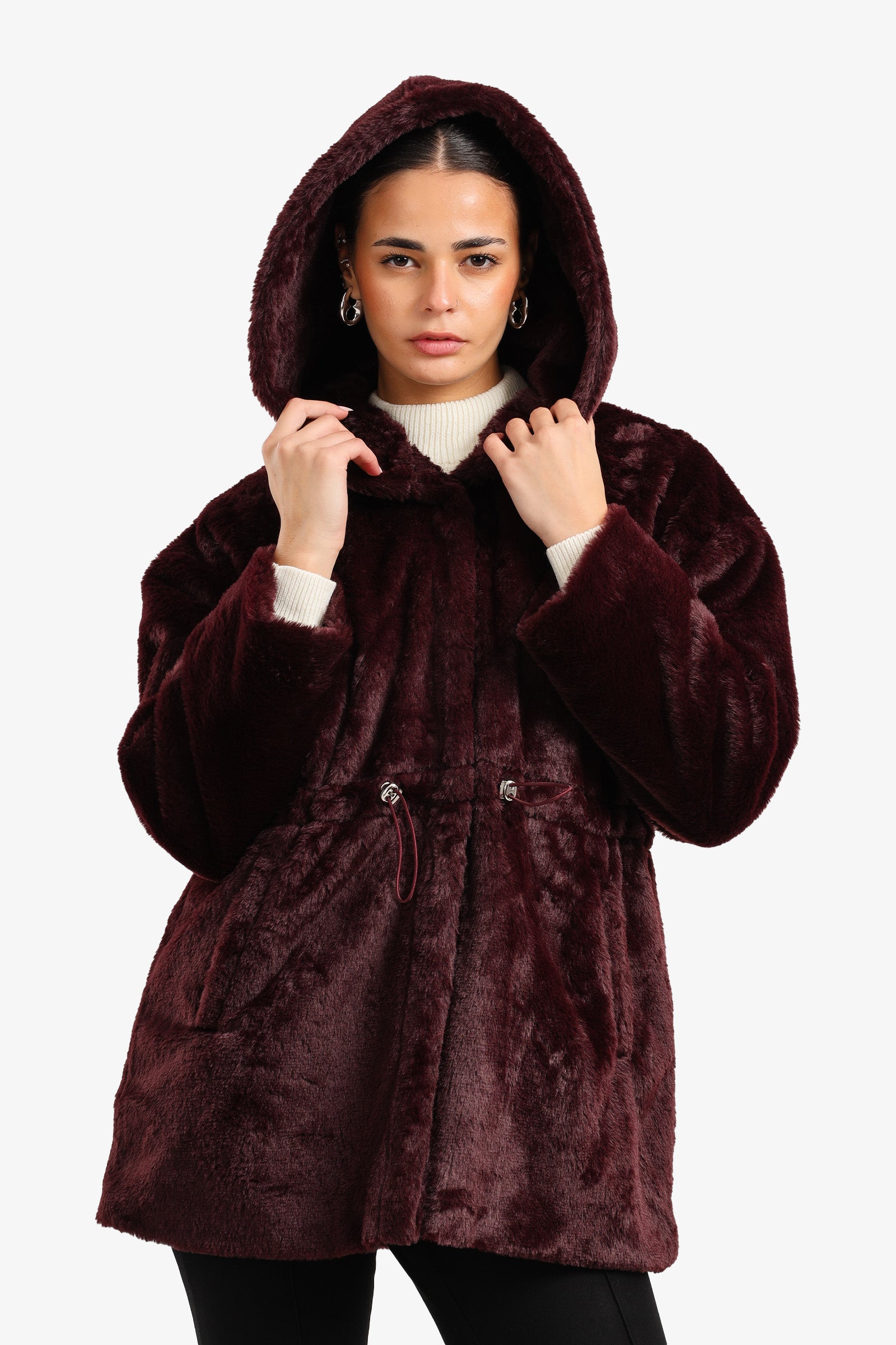 Hooded Faux Fur Coat