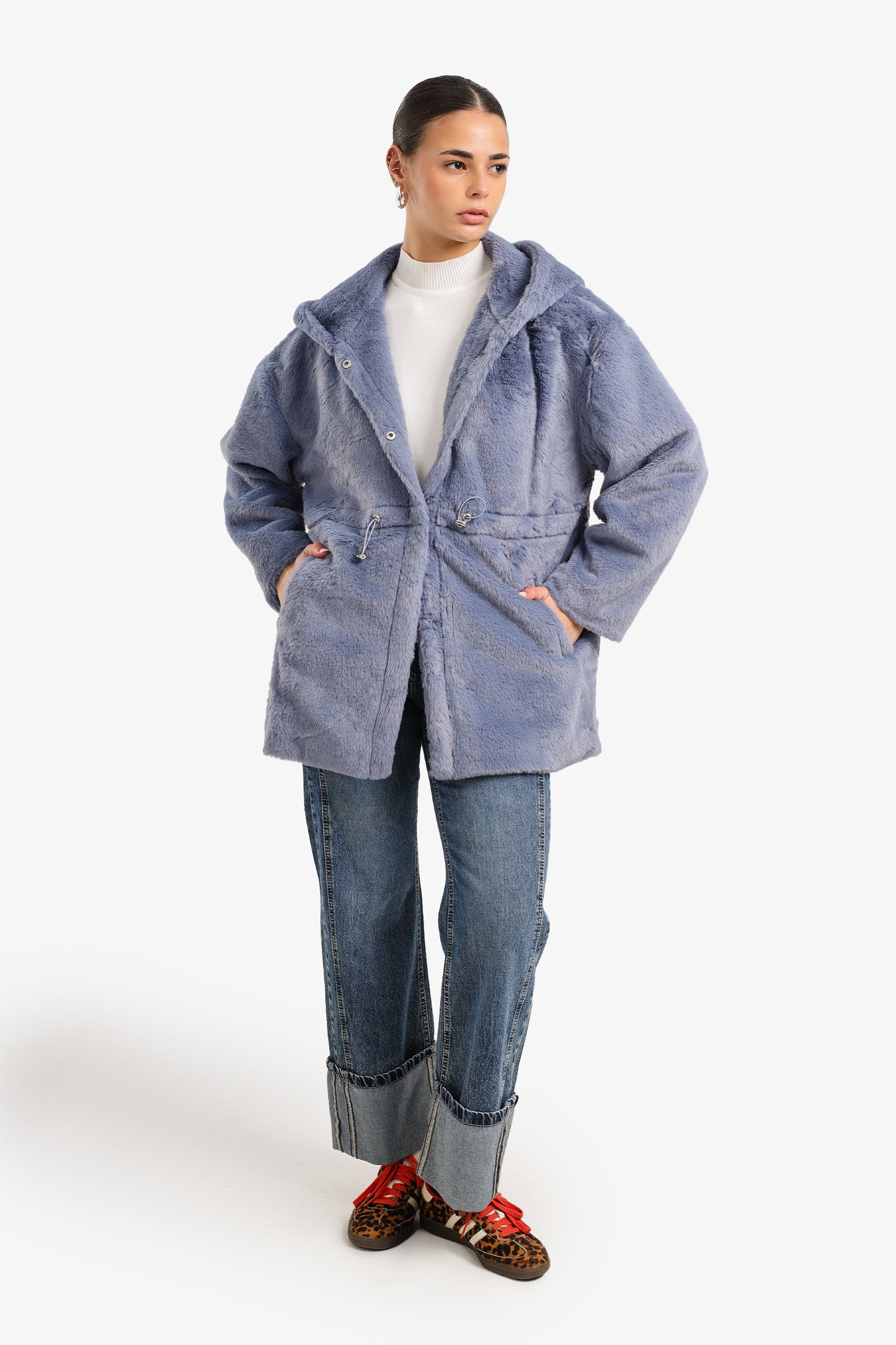 Hooded Faux Fur Coat