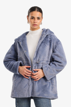 Hooded Faux Fur Coat