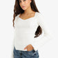 Ribbed Heart Neck Pullover