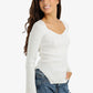 Ribbed Heart Neck Pullover