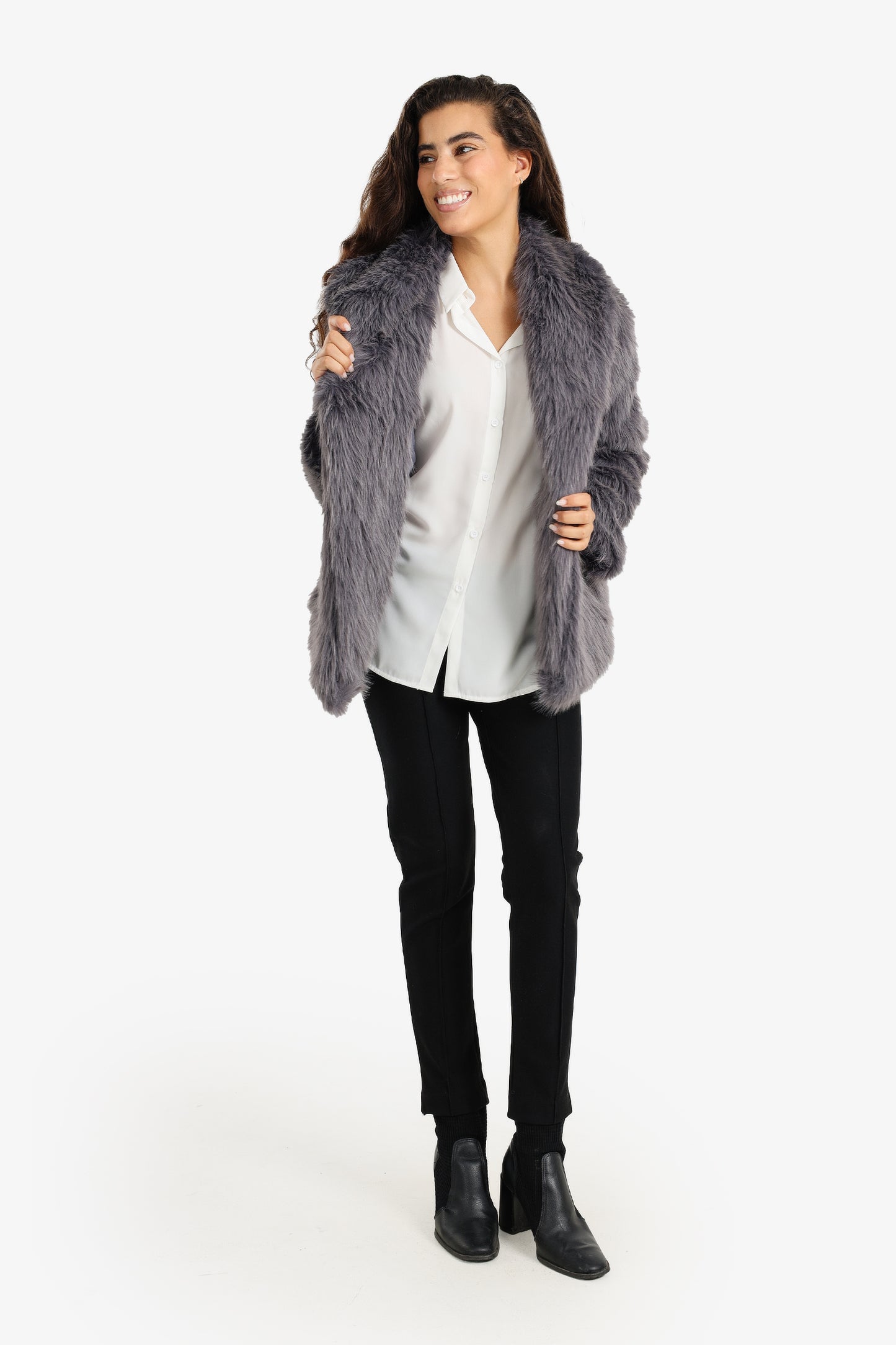 Shawl Neck Fur Jacket
