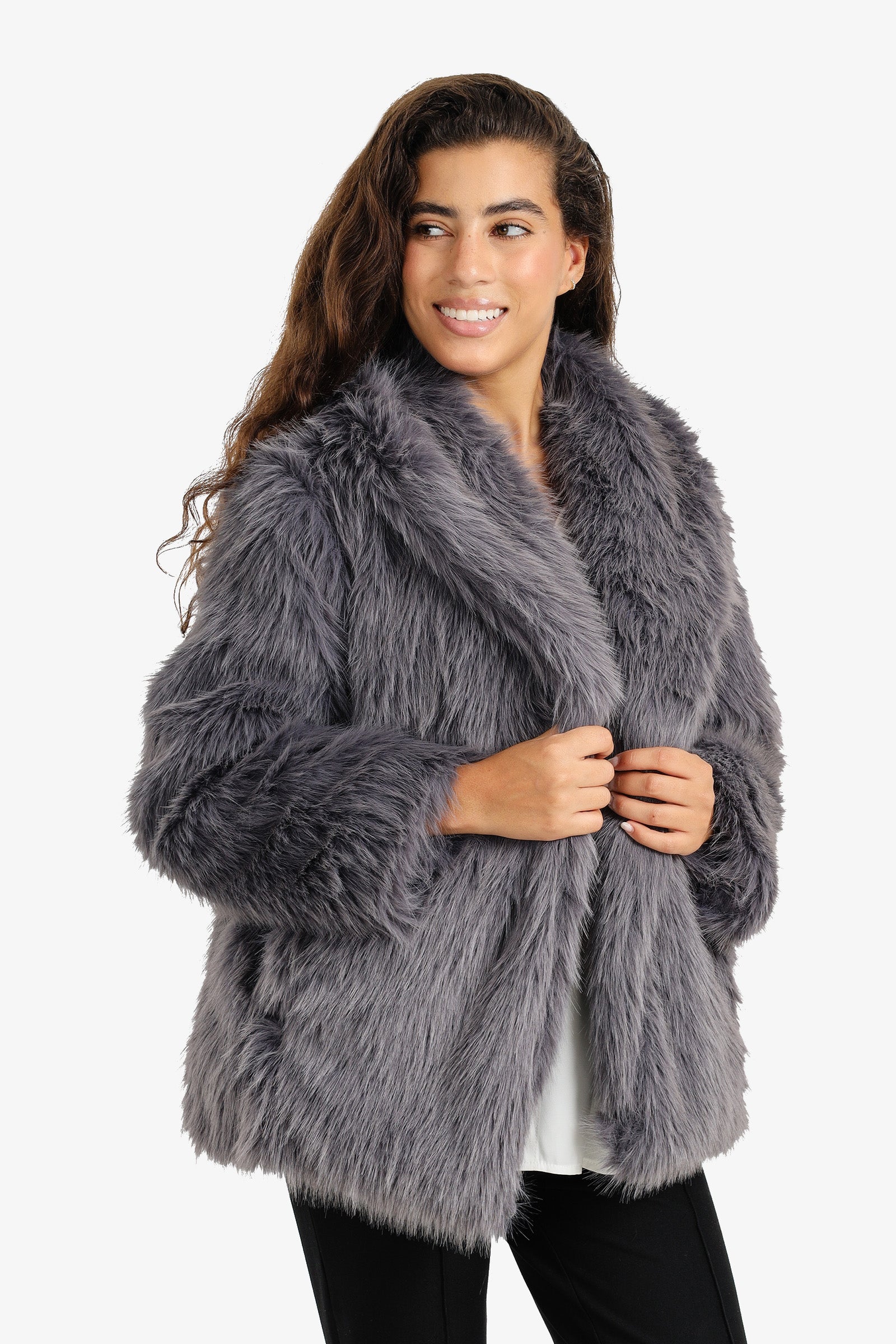 Shawl Neck Fur Jacket