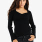 Ribbed Heart Neck Pullover