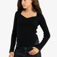 Ribbed Heart Neck Pullover
