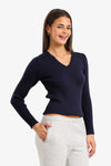 V-Neck Ribbed Pullover