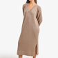 V-Neck Ribbed Midi Dress