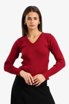 V-Neck Ribbed Pullover
