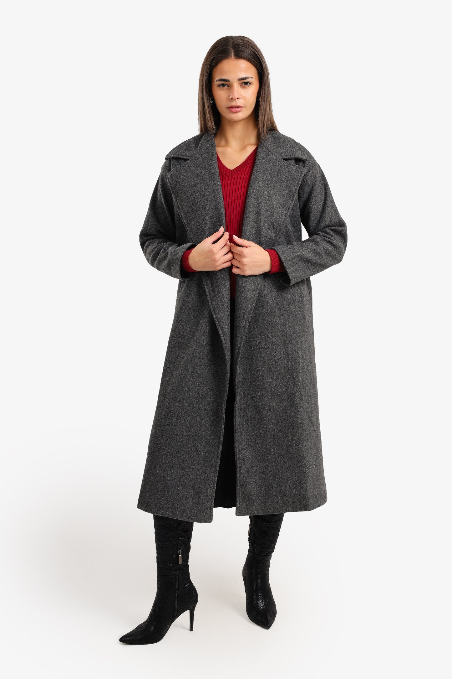 Notch Collar Midi Coat