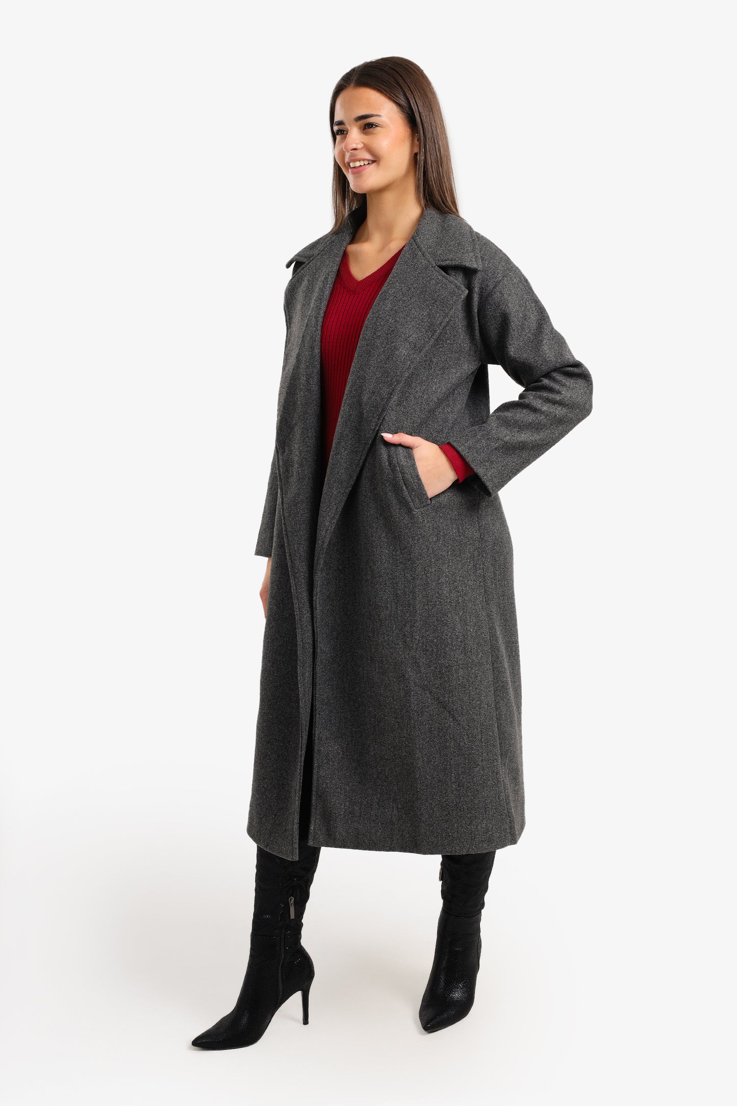 Notch Collar Midi Coat