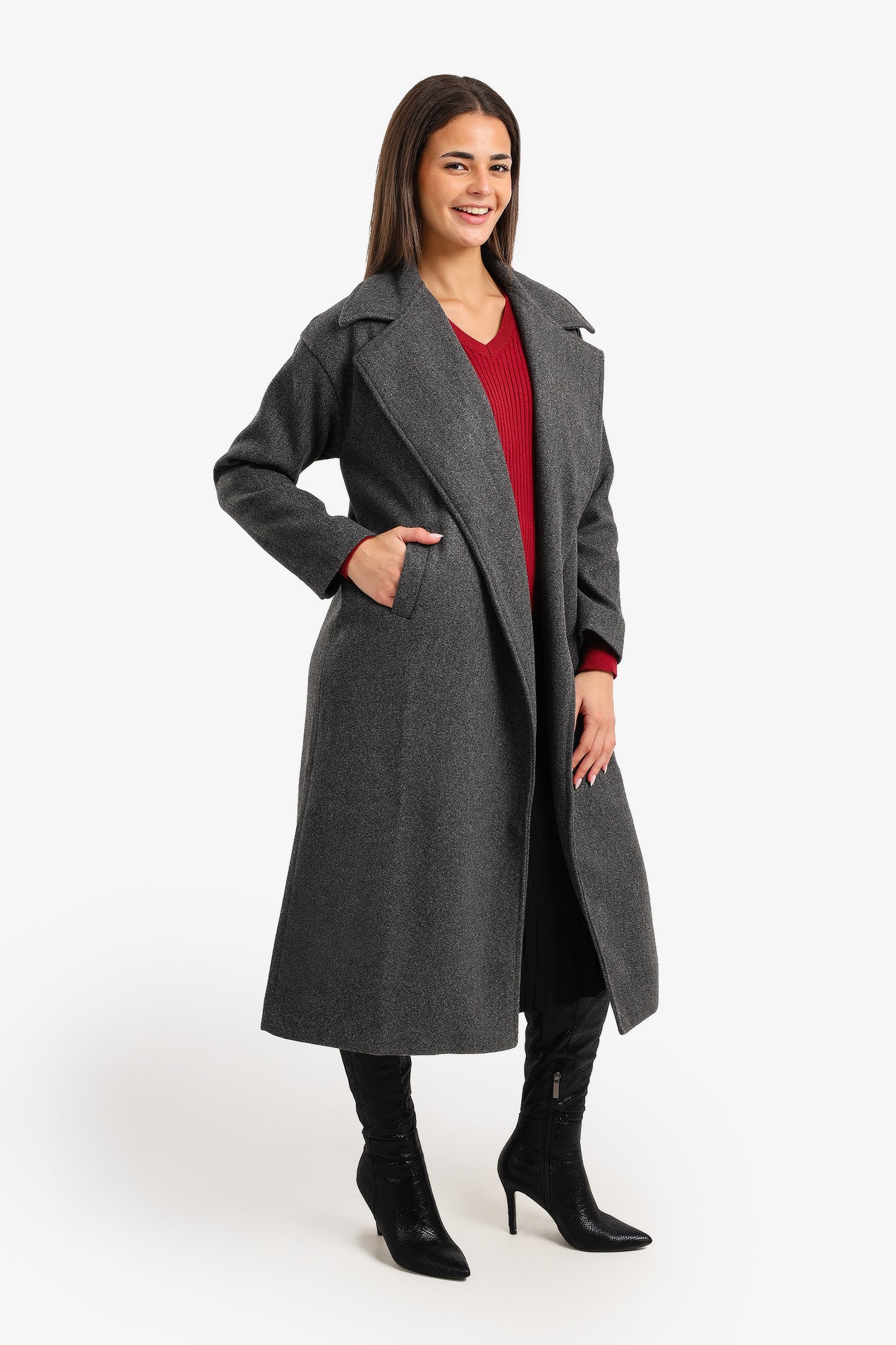 Notch Collar Midi Coat