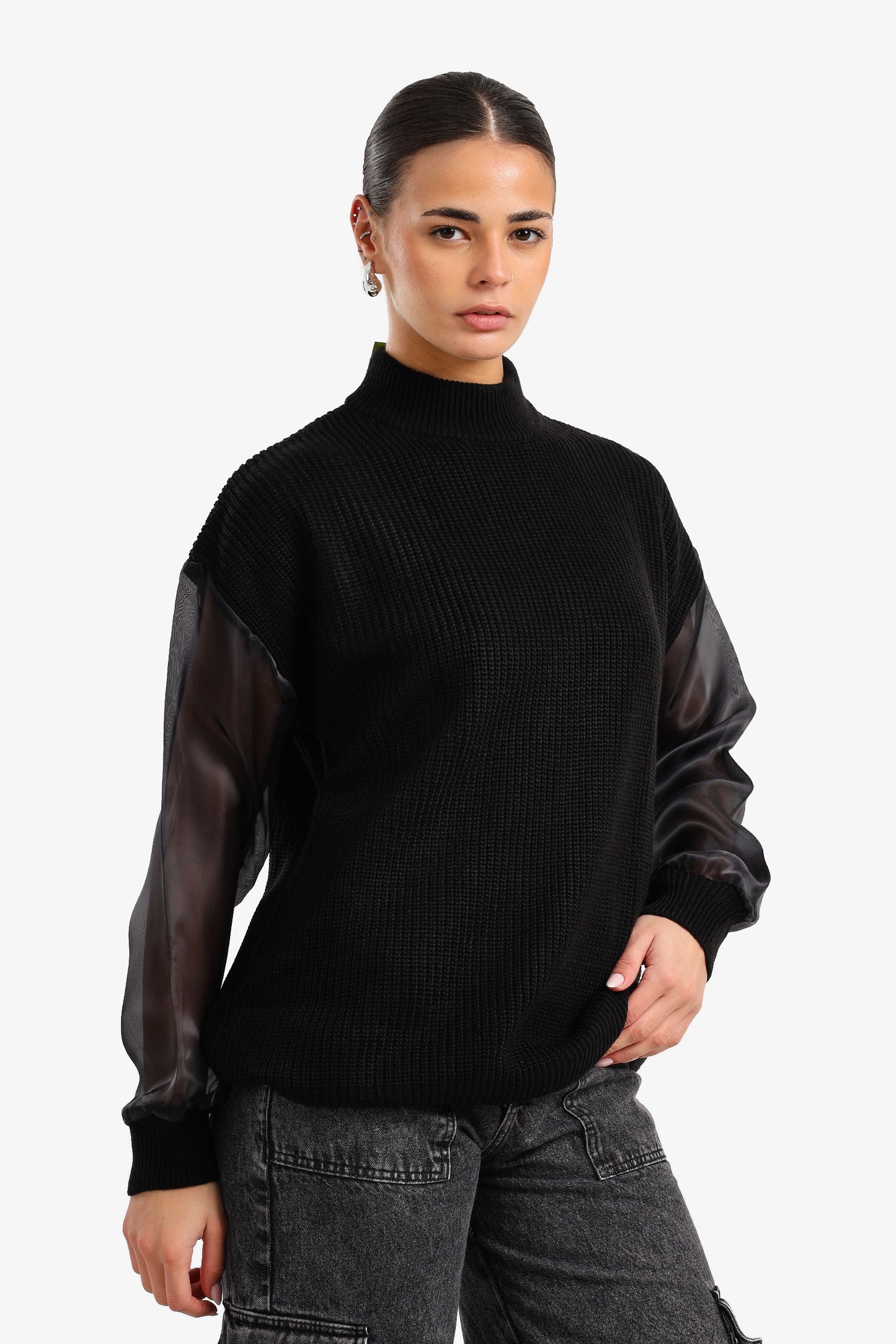 Sheer Sleeve Pullover
