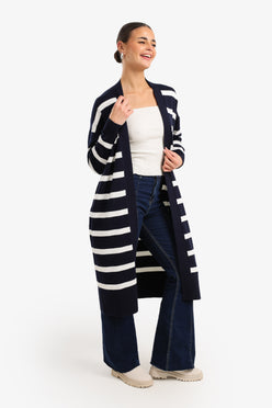 Striped Knit Midi Cardigan