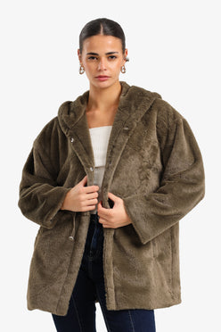 Hooded Faux Fur Coat