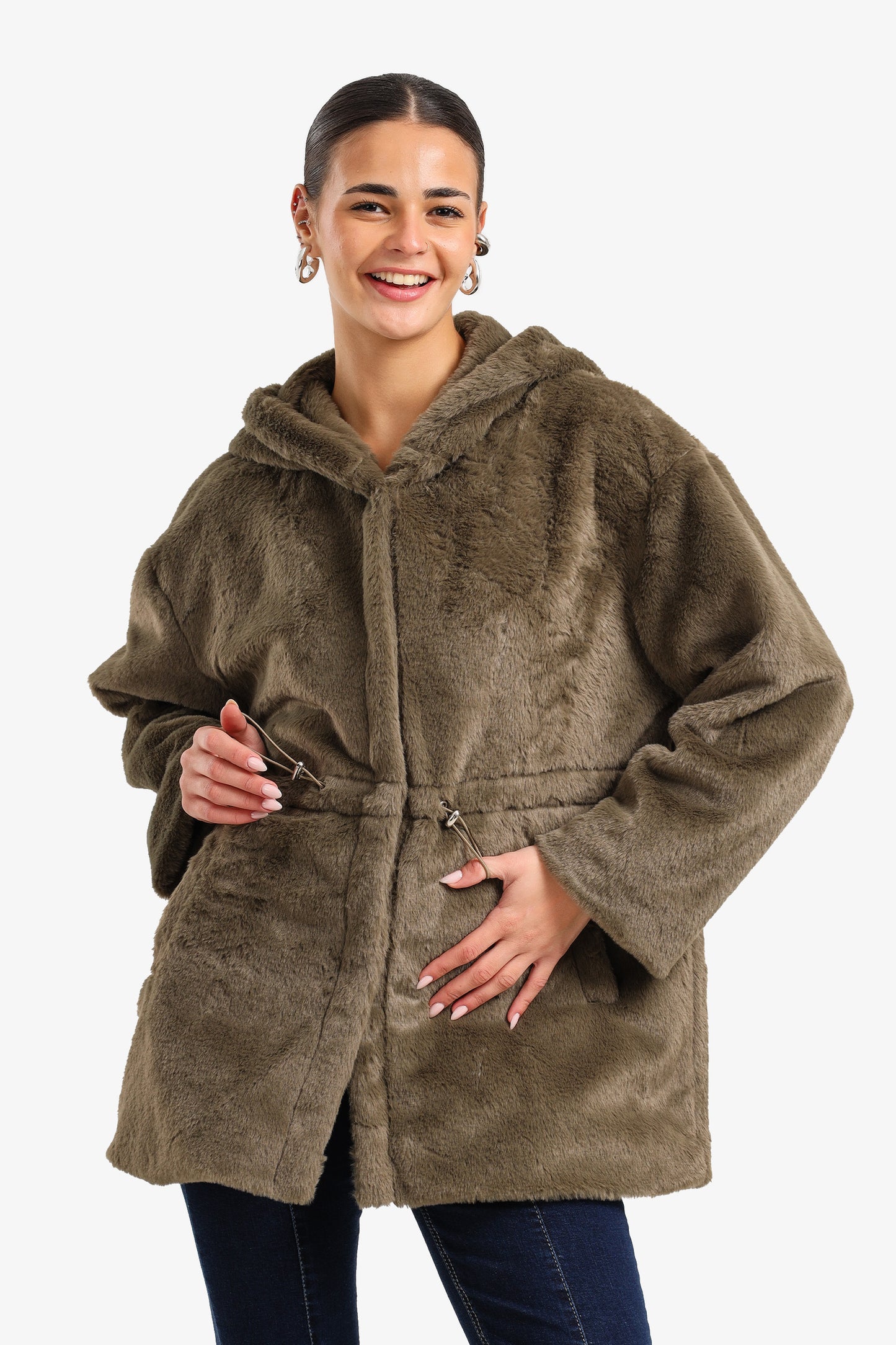 Hooded Faux Fur Coat