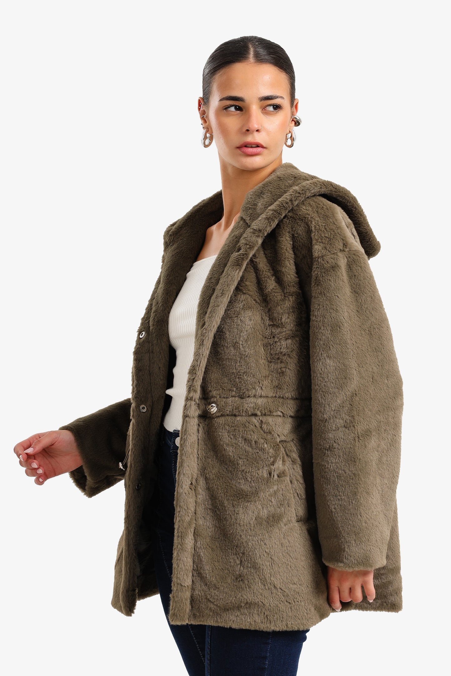 Hooded Faux Fur Coat