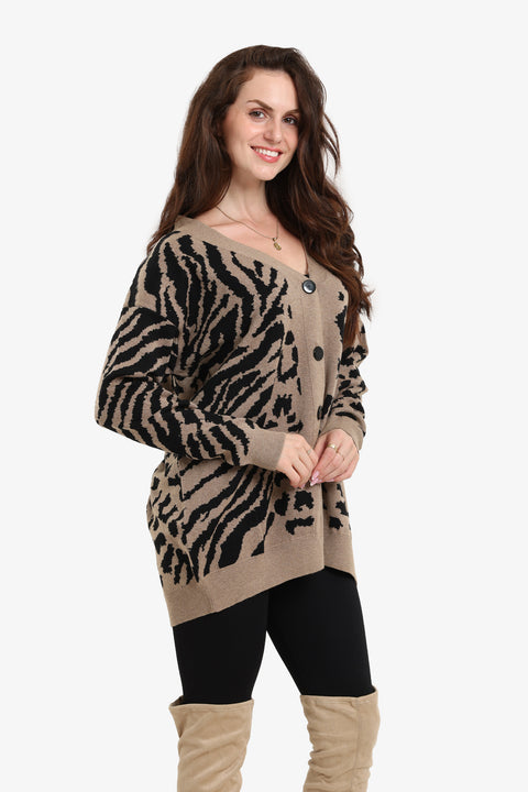 Wool Leopard Print Cardigan