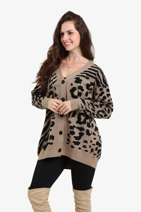 Wool Leopard Print Cardigan