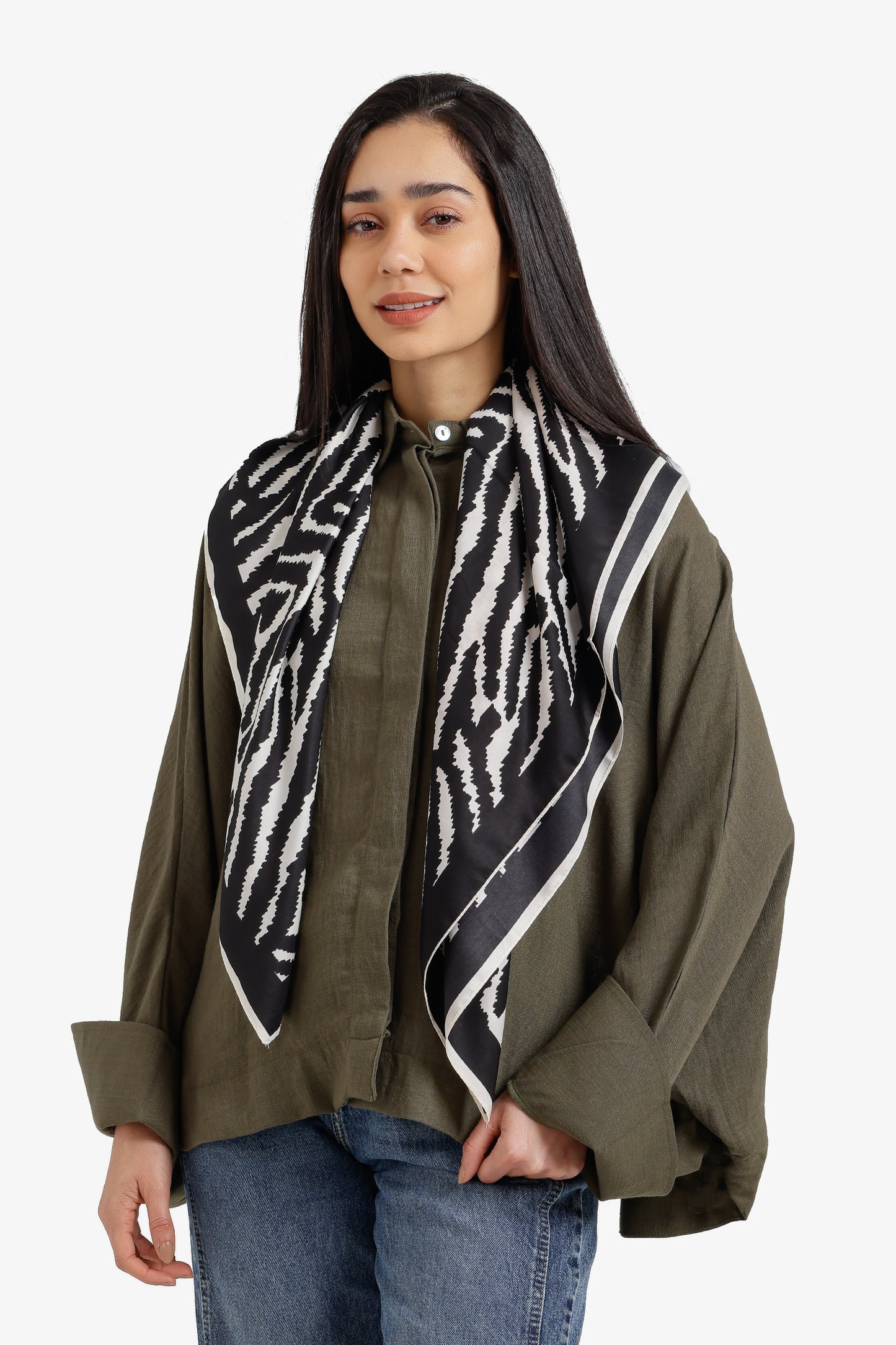 Zebra-Print Satin Scarf