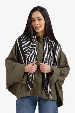 Zebra-Print Satin Scarf