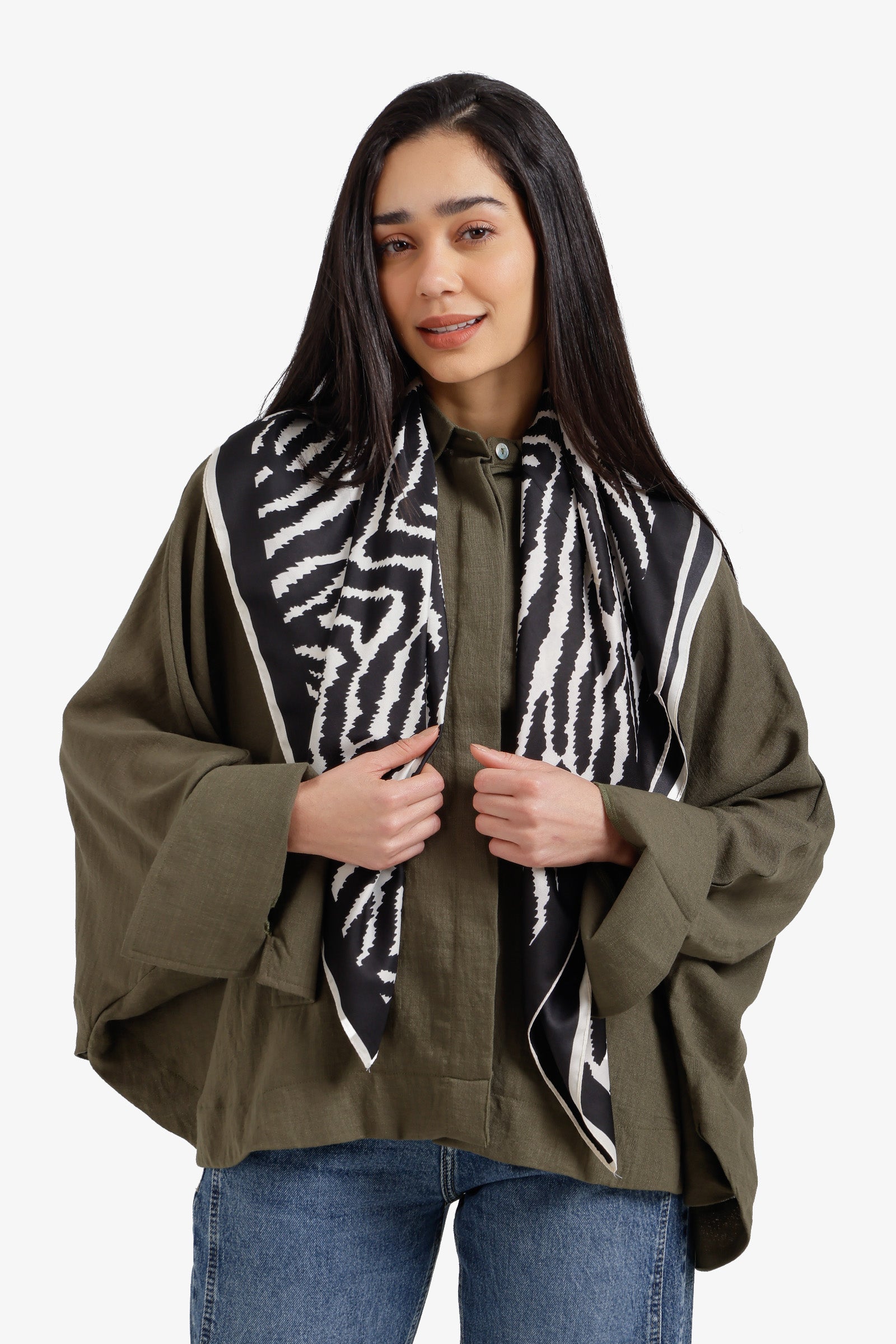 Zebra-Print Satin Scarf