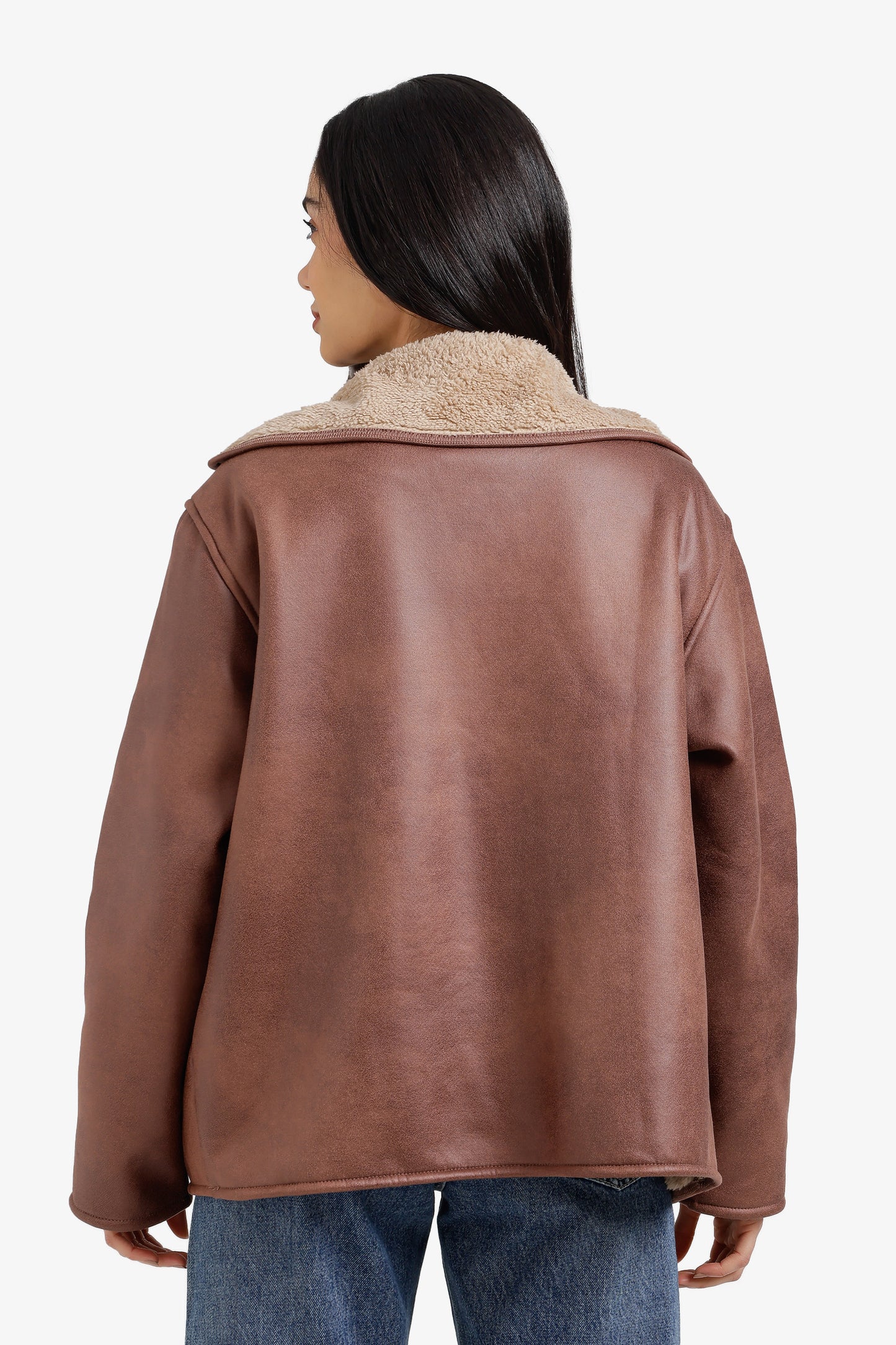 Fur-Padded Leather Jacket