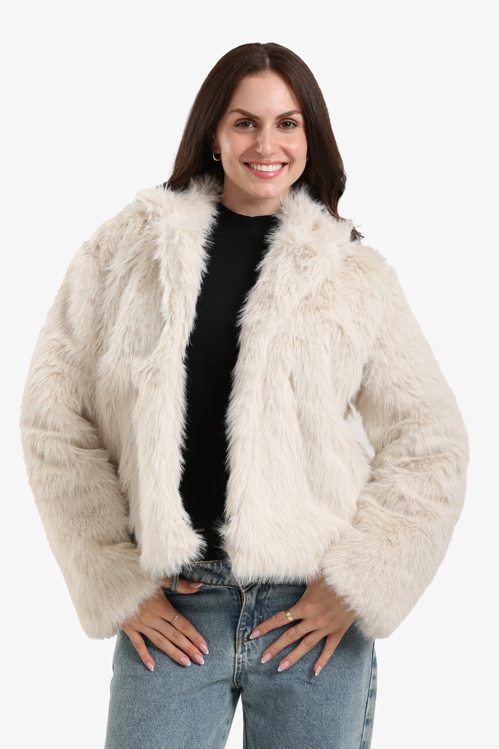 Open Neckline Fur Jacket