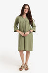 Tencel Collared V-Neck Dress