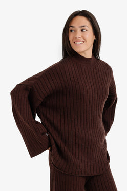 Mock Neck Ribbed Pullover