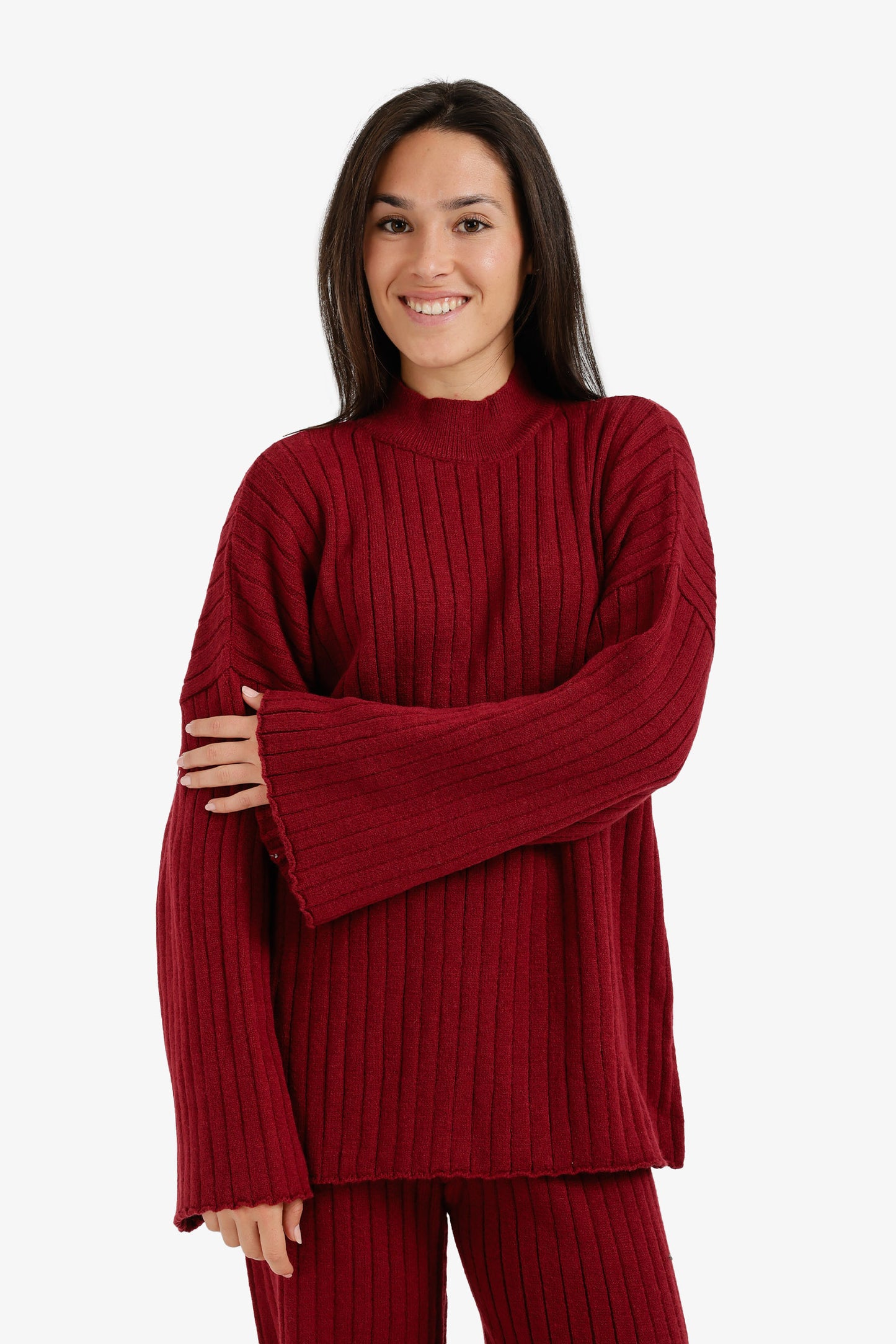 Mock Neck Ribbed Pullover