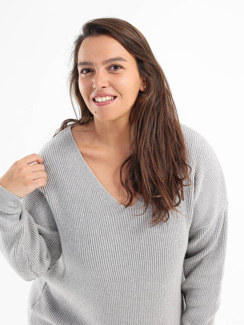 Deep V-Neckline Pullover