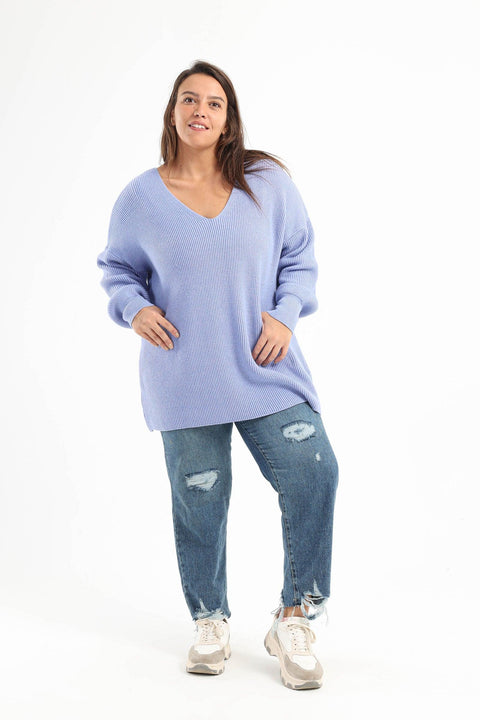 Deep V-Neckline Pullover